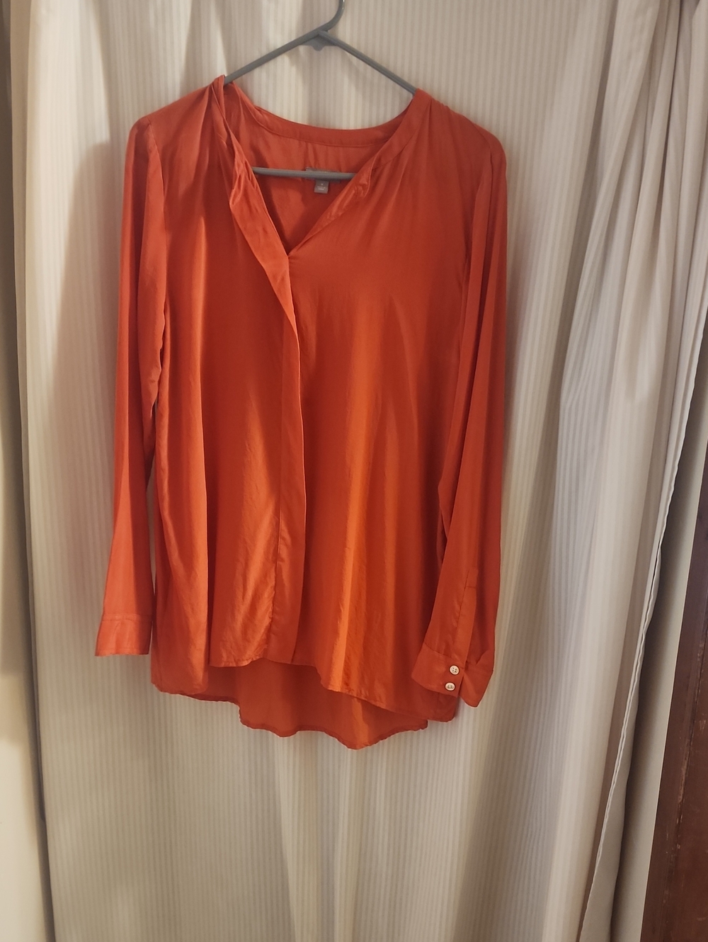 J. Jill Coral/ Orange Long-Sleeve V-Neck Blouse